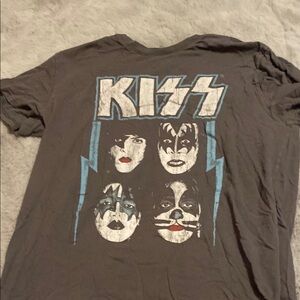Kiss Dark Gray Short Sleeve Tee with Iconic Band Portraits